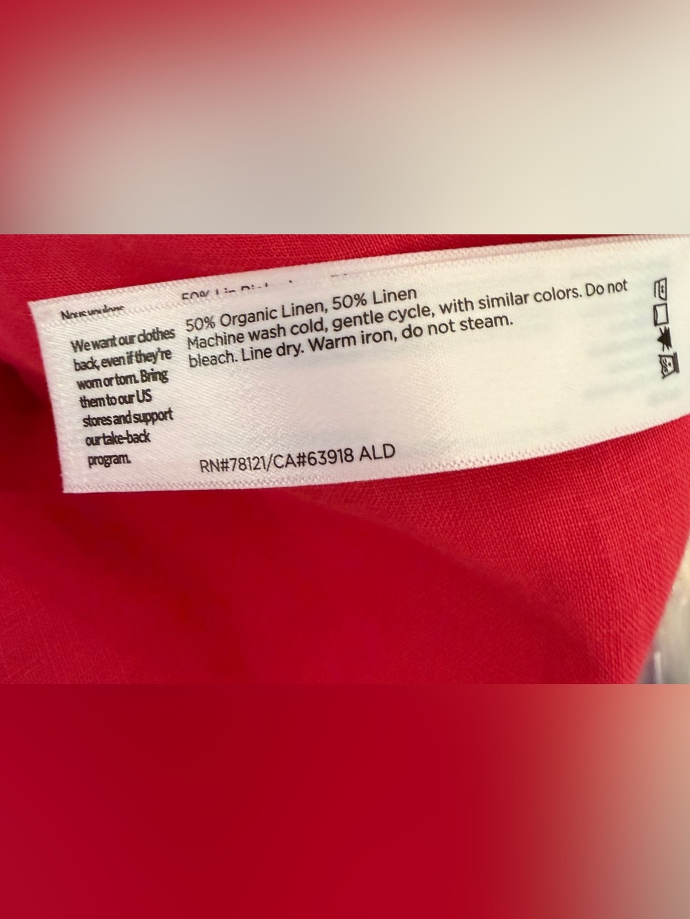 Eileen Fisher Handerkerchief Linen Polished Mock Neck Coral Red Tunic Top - Picture 7 of 7